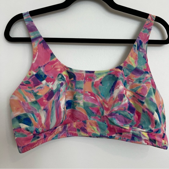 YITTY x Fabletics Shaping Swim Square Neck Bikini Top Bubble Gum Neon Geo XL - Picture 6 of 14